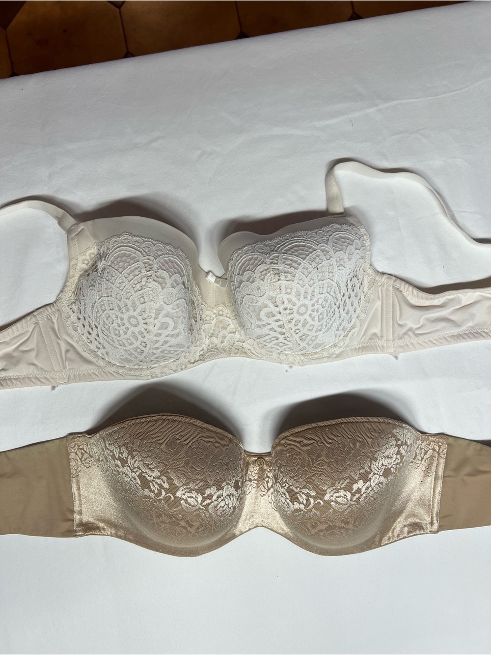 Soma Strapless Lace Bustier Bras - Cream & Tan